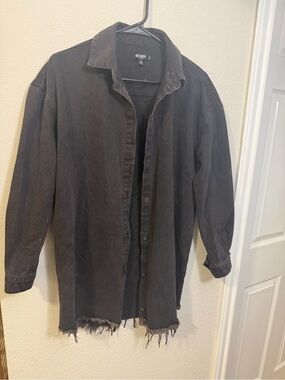 Missguided + Washed Black Oversized Button-Up Shirt Jacket